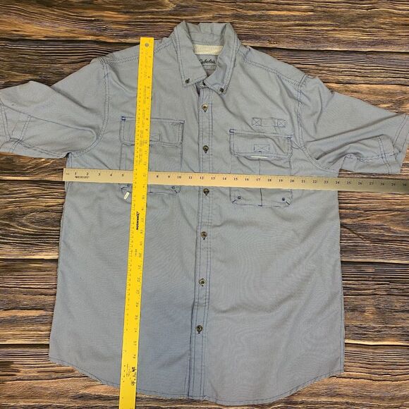 Cabelas Mens Fishing Shirt 4 Most UPF 30 Vented Blue White Houndstooth Large L - Picture 4 of 4